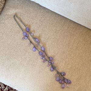 EUC Vintage LOFT Elegant Purple Beaded Necklace with Silver Chain, 19”